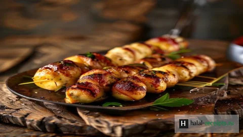 Куриный шашлык с овощами на шпажках