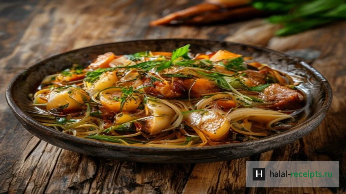 Лагман: тянутая лапша с мясом и овощами