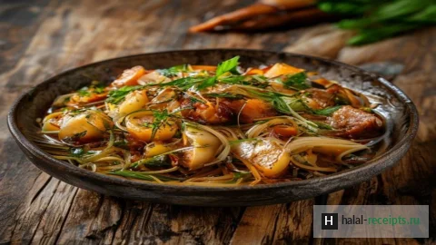 Лагман: тянутая лапша с мясом и овощами