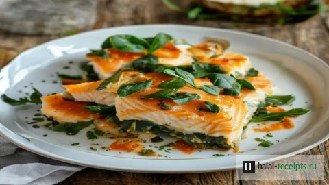 Рецепт Рыбный пирог с лососем и шпинатом — халяльная кухня