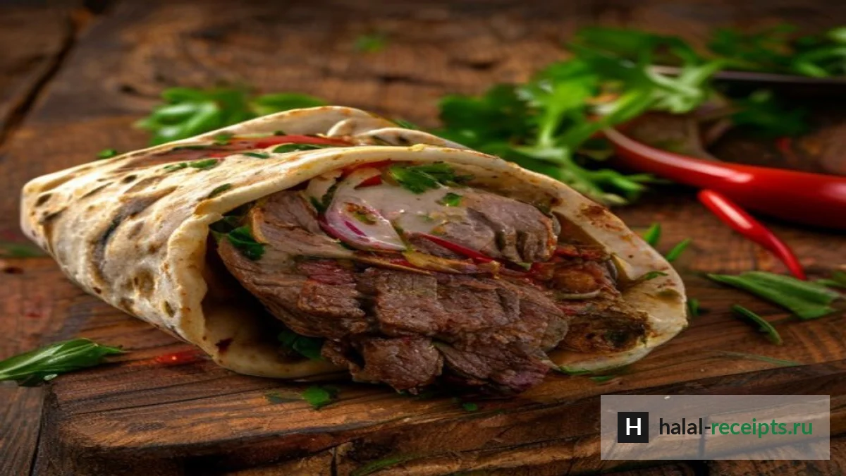 Шаурма с говядиной и соусом тум